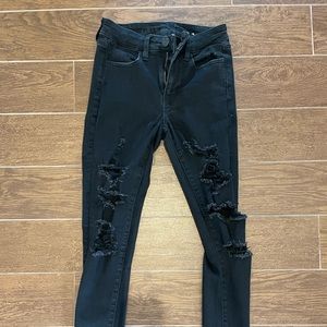 American Eagle  AE Ne(x)t level stretch black distressed skinny jeans size 2